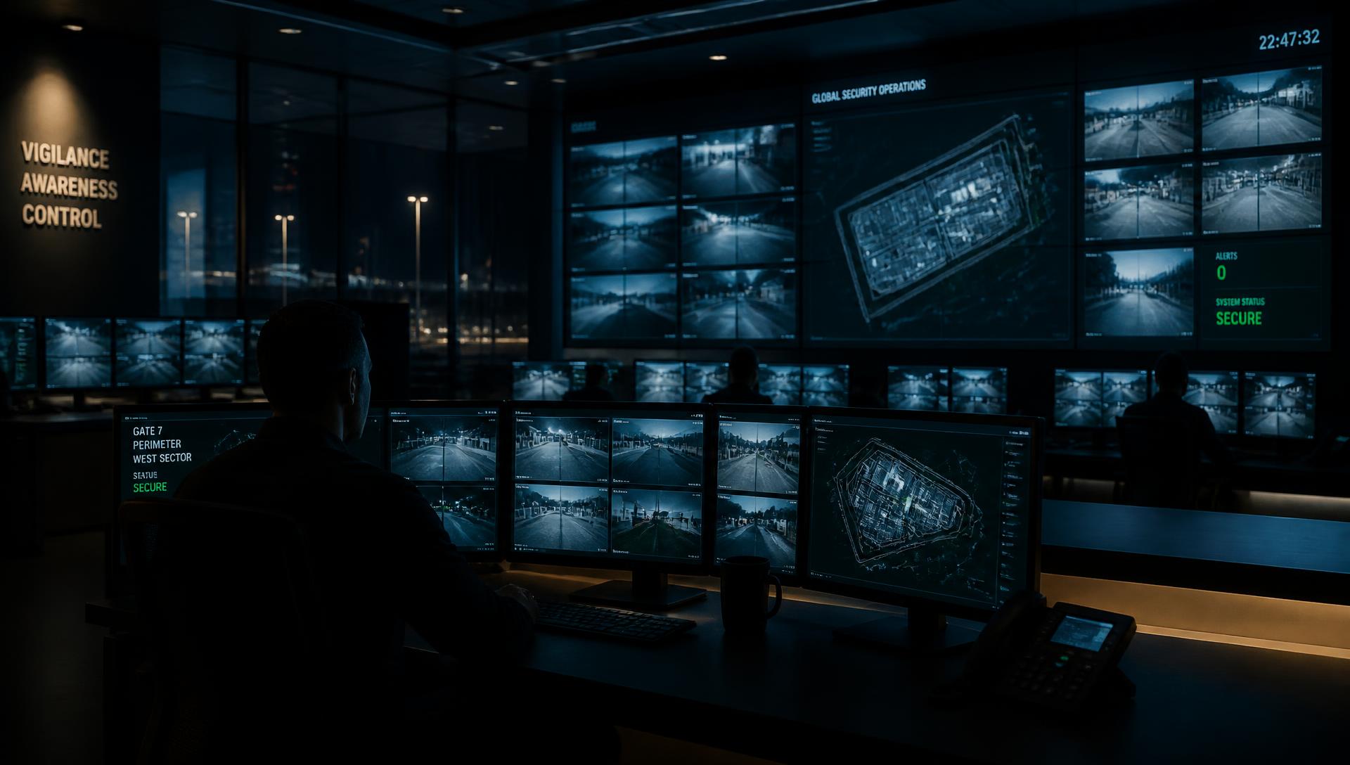 CISB Integrated Systems security operations centre monitoring live camera feeds